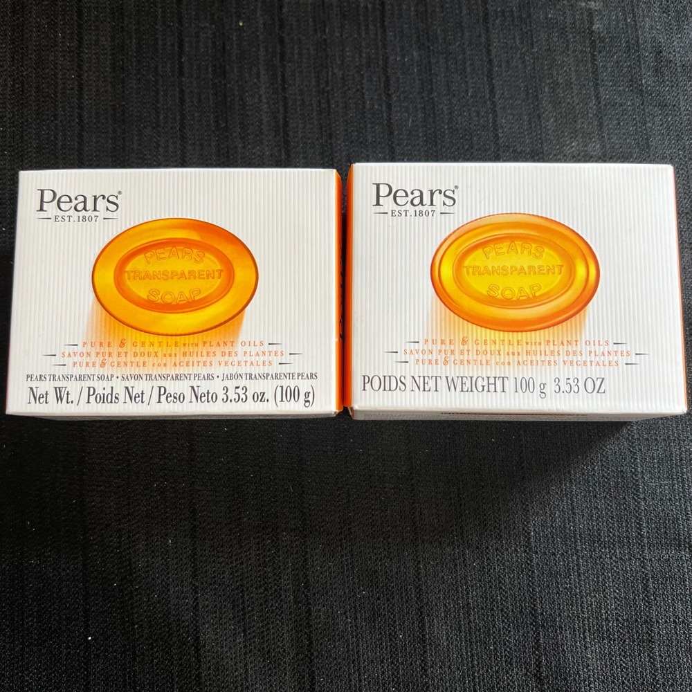 Pears Transparent Soap Pure & Gentle with Natural Oils 3.53 oz 100g 2 Pack NEW